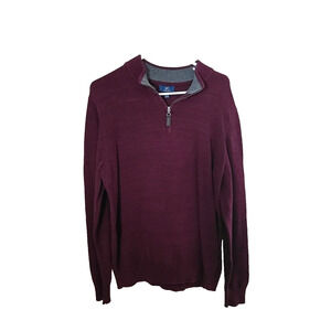 George Burgundy‎ Quarter Zip Knit Long Sleeve Pullover Sweater Men's Size Large